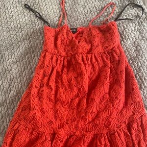 Bebe Vibrant red orange sundress spaghetti straps Great Quality
